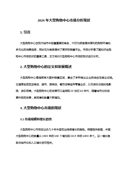 2024年大型购物中心市场分析现状