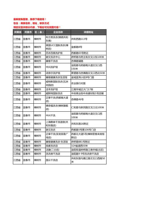 新版江西省宜春市樟树市洗衣店企业公司商家户名录单联系方式地址大全22家
