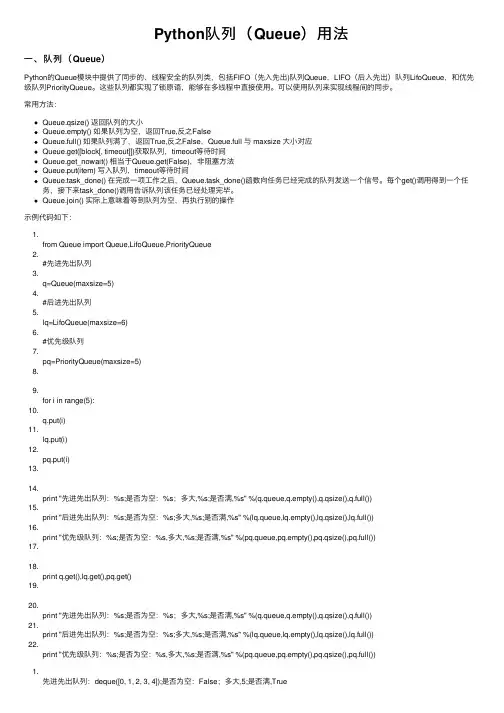 Python队列（Queue）用法