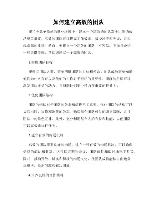 如何建立高效的团队