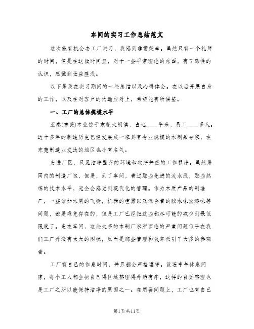 车间的实习工作总结范文（4篇）