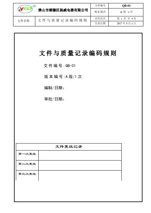 QB-001文件与质量记录编码规则