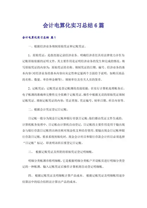 会计电算化实习总结6篇