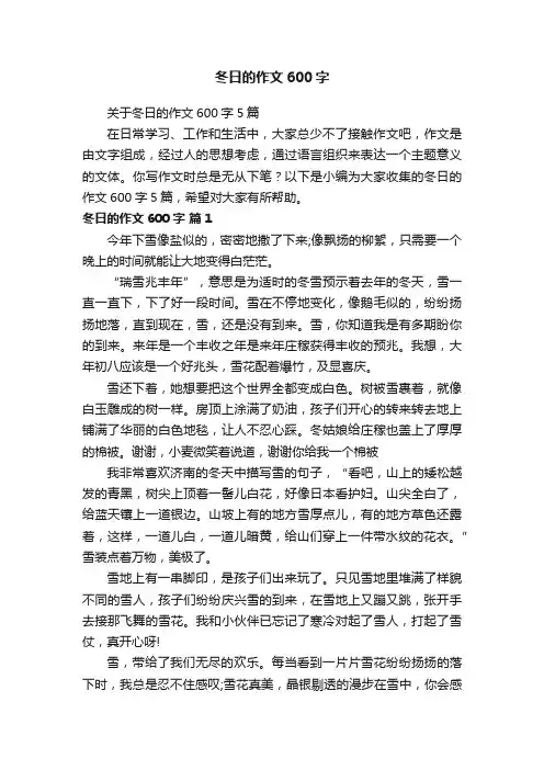 关于冬日的作文600字5篇