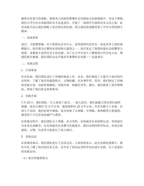 大学生暑期社会实践故宫