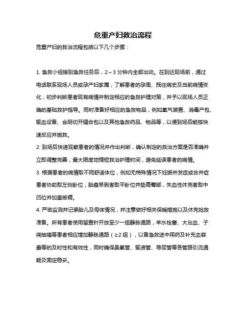 危重产妇救治流程
