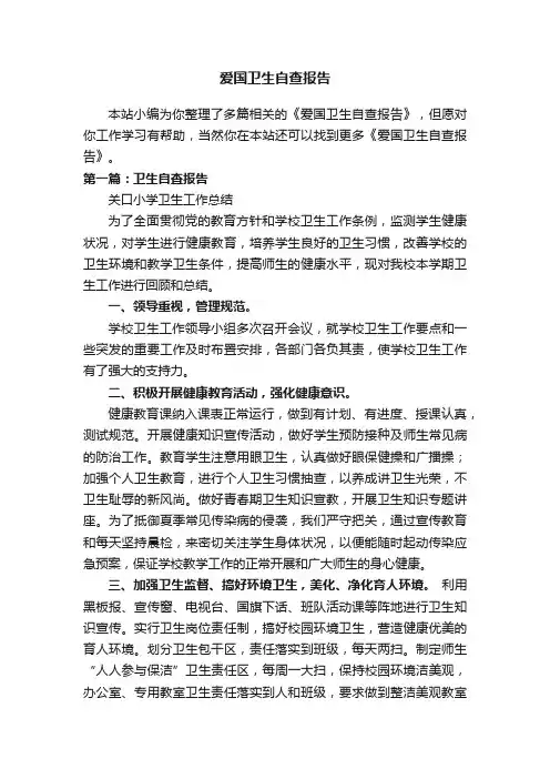 爱国卫生自查报告