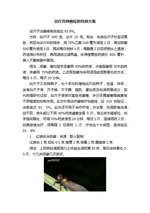 治疗各种癣症的特效方集