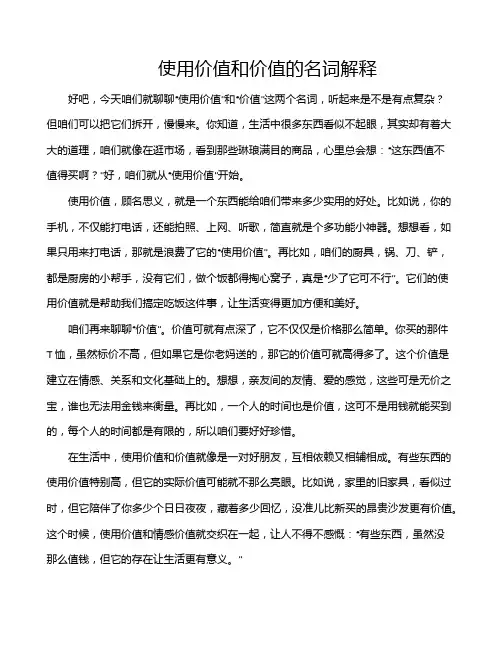 使用价值和价值的名词解释