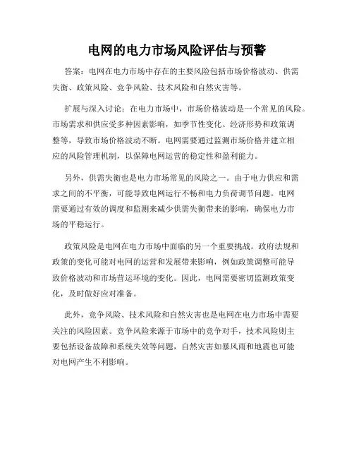 电网的电力市场风险评估与预警