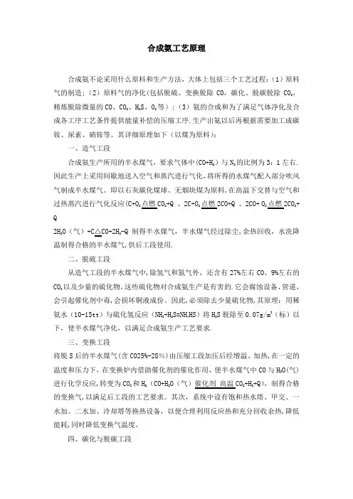 合成氨工艺原理