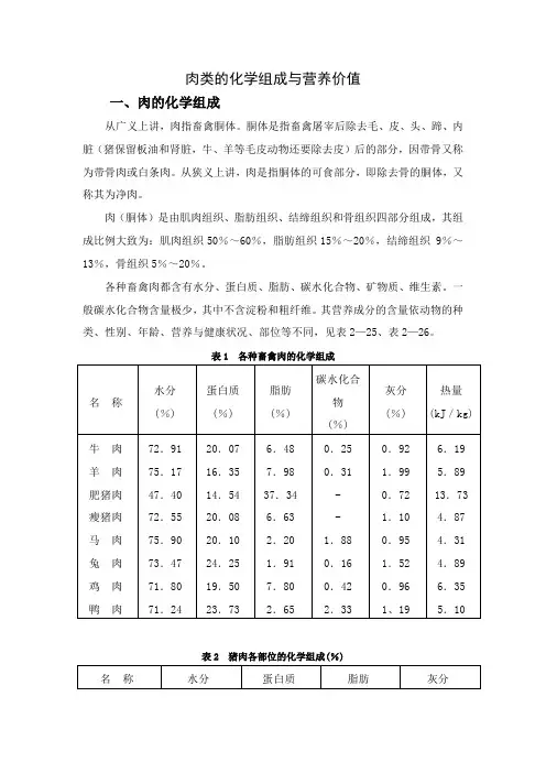 肉类的化学组成与营养价值(精)