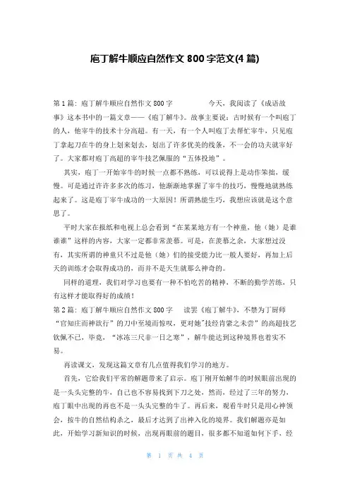庖丁解牛顺应自然作文800字范文(4篇)