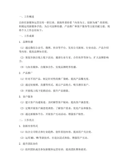 新媒体运营宣传个人工作总结