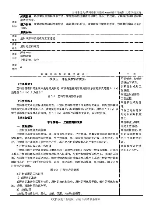 NO5模块五非金属材料的成形机械制造基础教案
