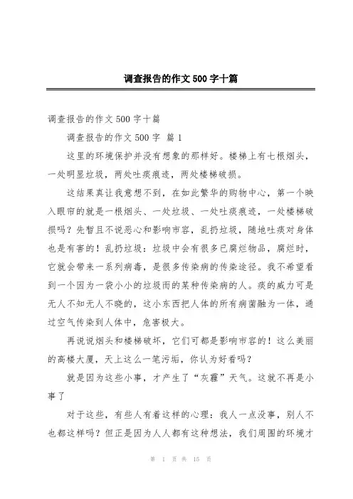 调查报告的作文500字十篇