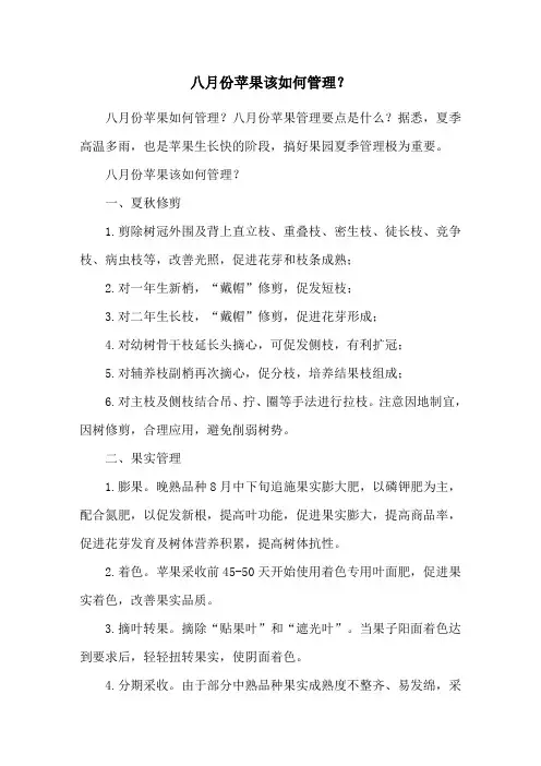 八月份苹果该如何管理？