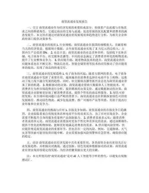 商贸流通业发展报告