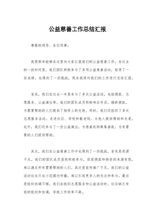 公益慈善工作总结汇报