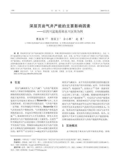 深层页岩气井产能的主要影响因素——以四川盆地南部永川区块为例