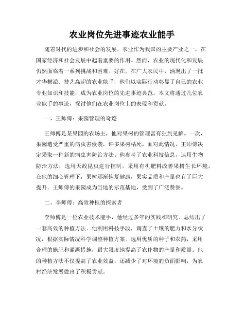 农业岗位先进事迹农业能手