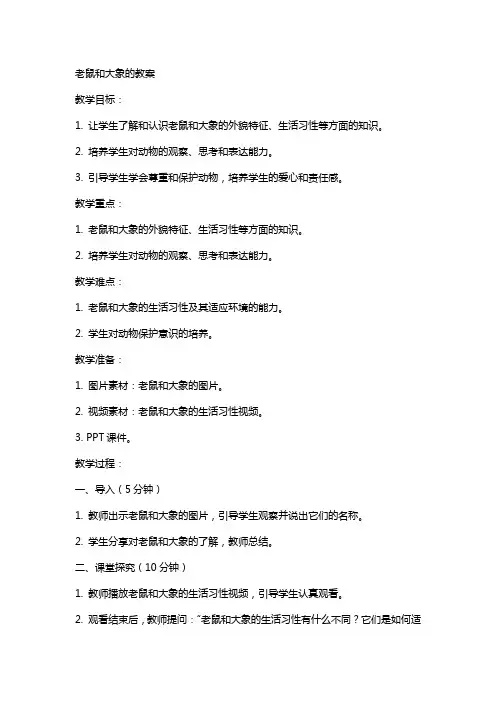 老鼠和大象的教案