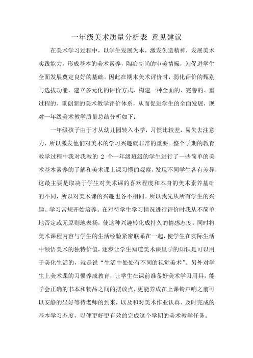 一年级美术质量分析表 意见建议