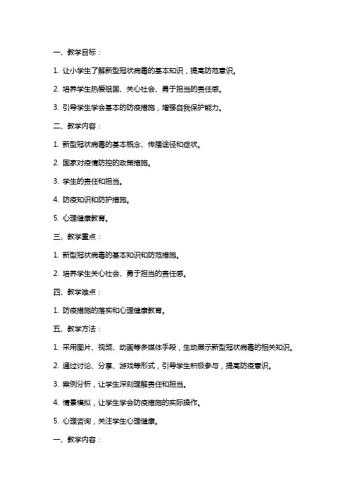 【小学新型冠状病毒教案《肩挑责任,战胜疫情》】 冠状病毒疫情