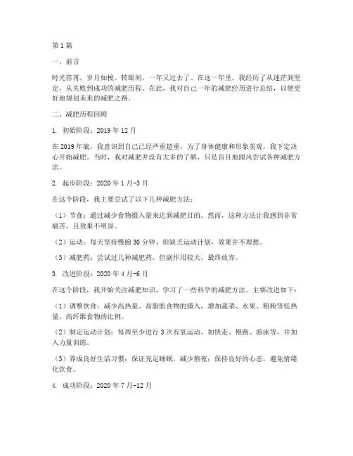 修贤减肥年度总结(3篇)