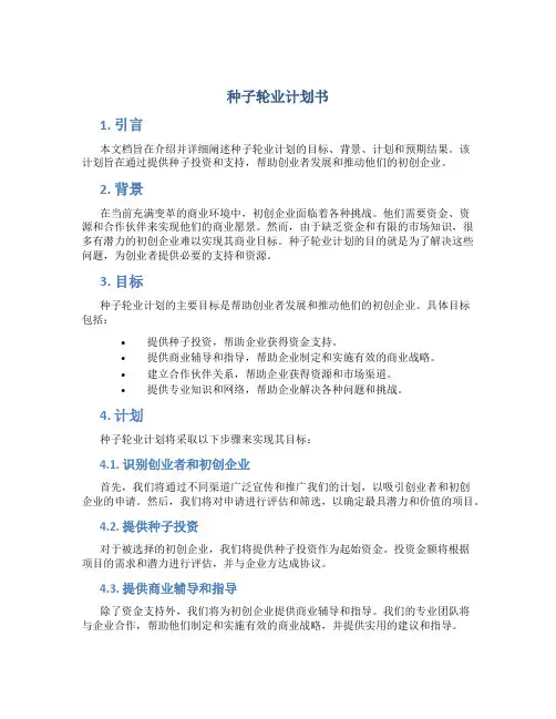 种子轮业计划书