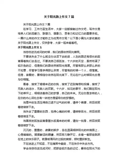 关于阳光路上作文7篇