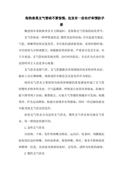 狗狗患莫支气管病不要惊慌,这里有一份治疗和预防手册
