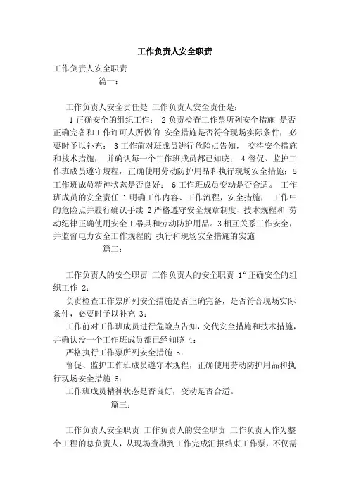 工作负责人安全职责