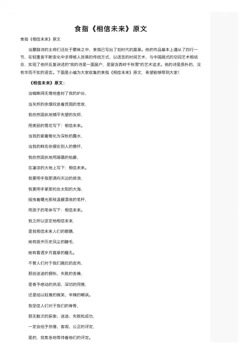 食指《相信未来》原文