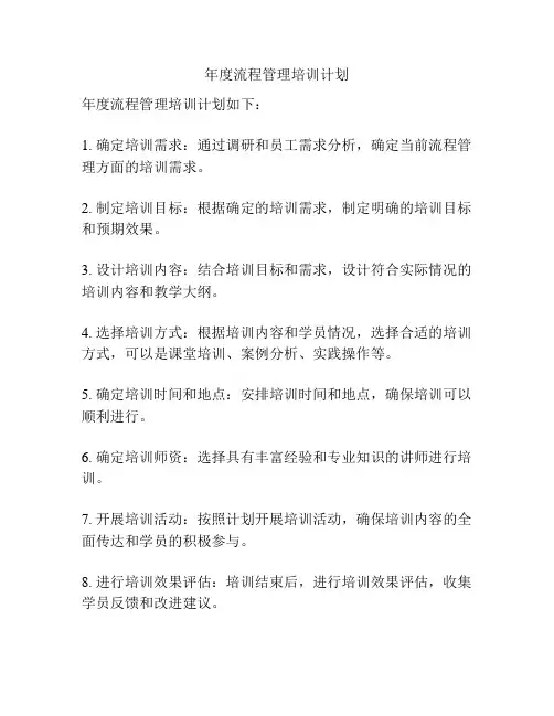 年度流程管理培训计划