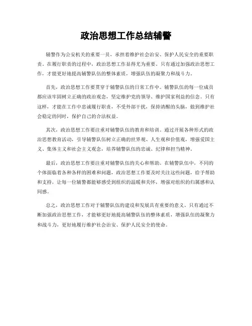 政治思想工作总结辅警