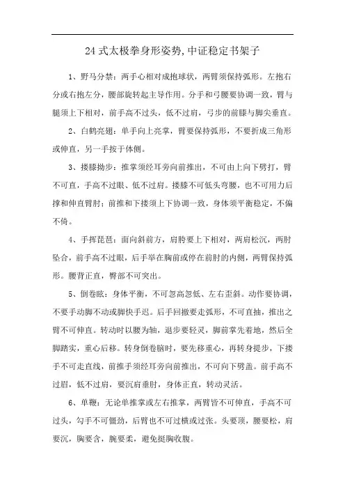24式太极拳身形姿势,中证稳定书架子