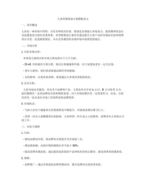 人参营销策划方案模板范文