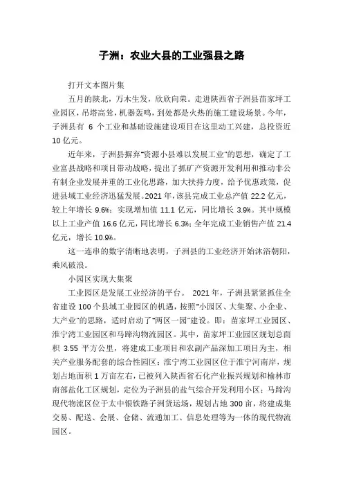子洲：农业大县的工业强县之路