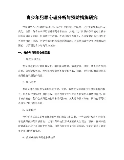 青少年犯罪心理分析与预防措施研究