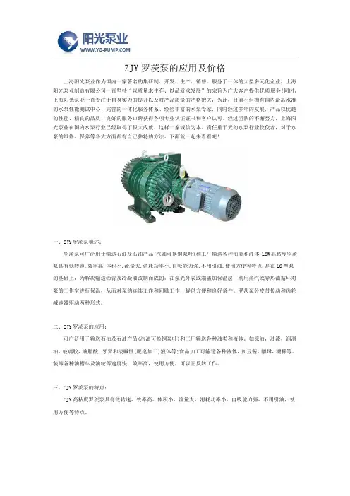 ZJY罗茨泵的应用及价格