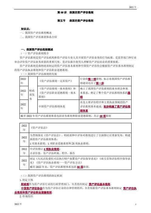 我国的资产评估准则