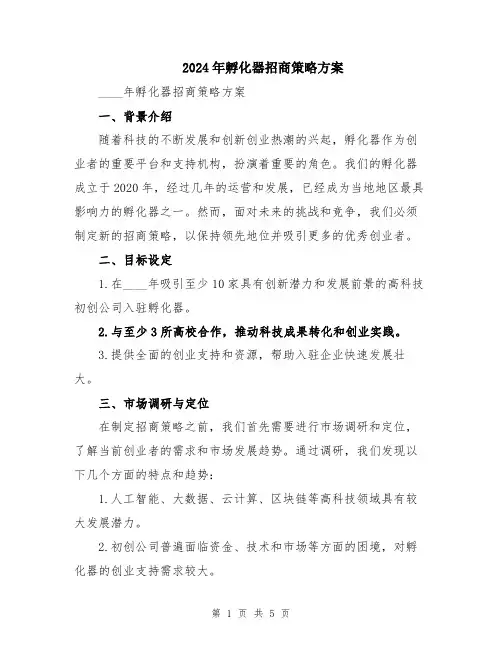 2024年孵化器招商策略方案