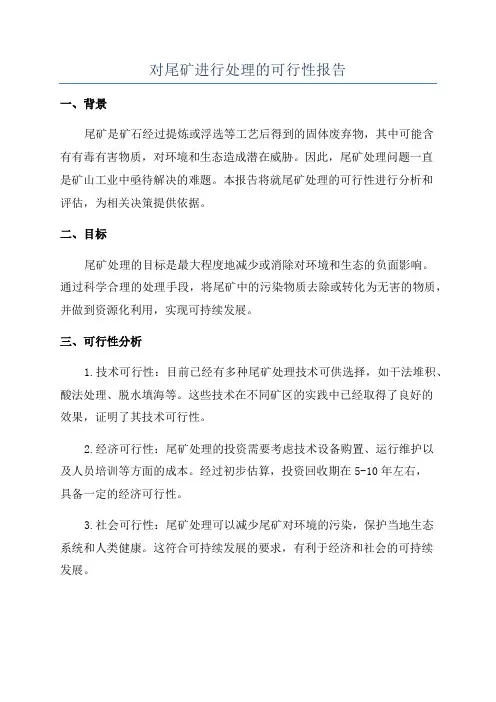 对尾矿进行处理的可行性报告