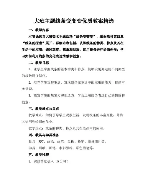 大班主题线条变变变优质教案精选