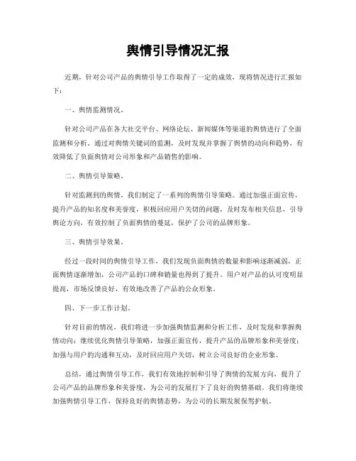 舆情引导情况汇报