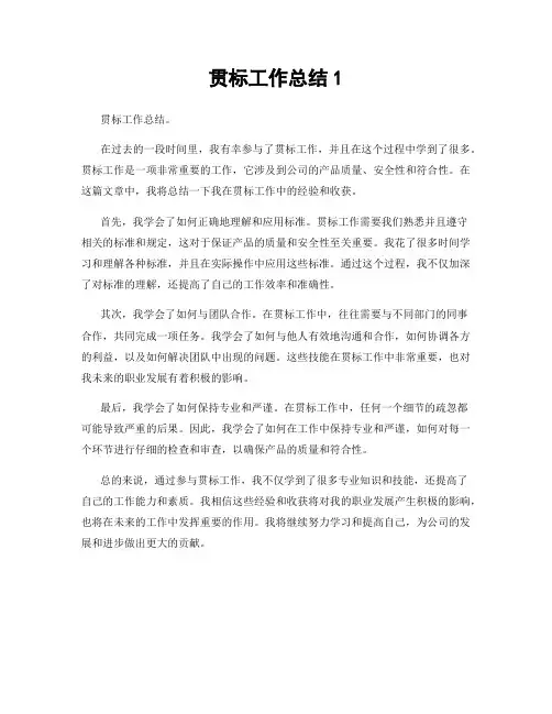 贯标工作总结1