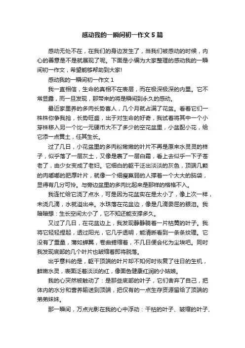 感动我的一瞬间初一作文5篇