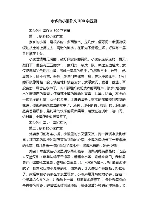 家乡的小溪作文300字五篇