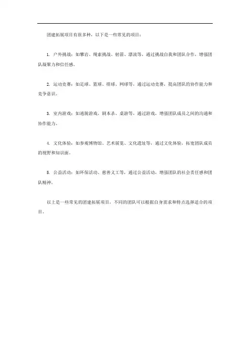 团建拓展的项目